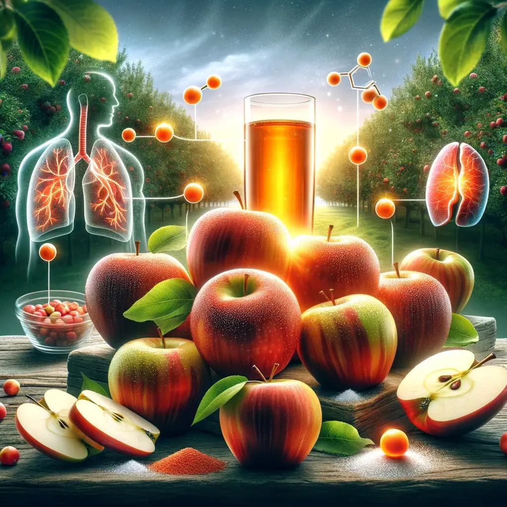 تصویری خلاقانه و گویا که مزایای سلامتی سیب را فراتر از فیبر نشان می‌دهد.